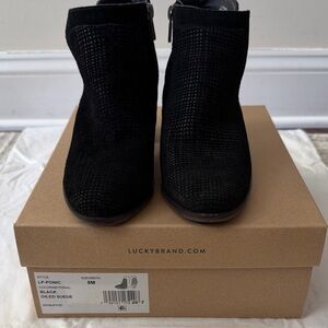 Lucky Brand Textured Black Ankle Booties